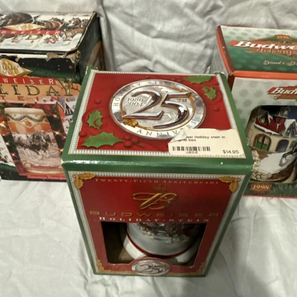 Vtg 96; 98; 04 Budweiser Holiday Stein Collection Christmas Same Day Shipping US